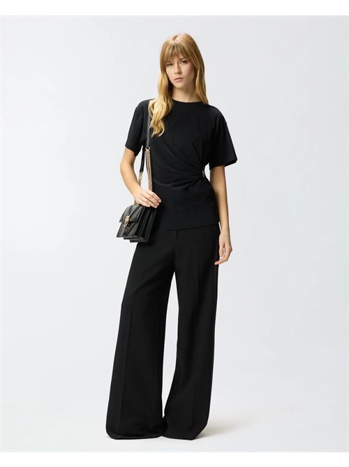 T-shirt con drappeggio e dettaglio dorato PINKO | 106455A35D/Z99